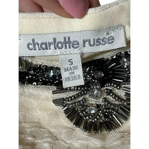Charlotte Russe White Beaded Sweetheart Neckline Strapless Dress Women's Size Sm - Picture 4 of 4